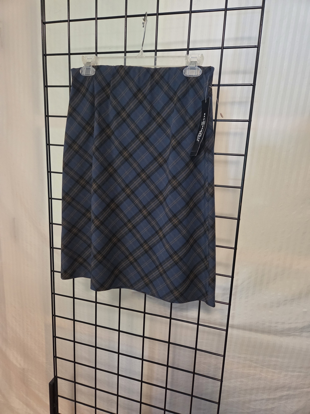 Requirements Blue Plaid Midi Skirt